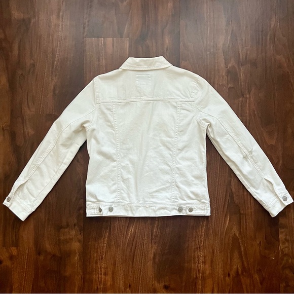 Old Navy White Distressed Button Up Denim Jean Jacket Women’s Size M - Picture 6 of 8